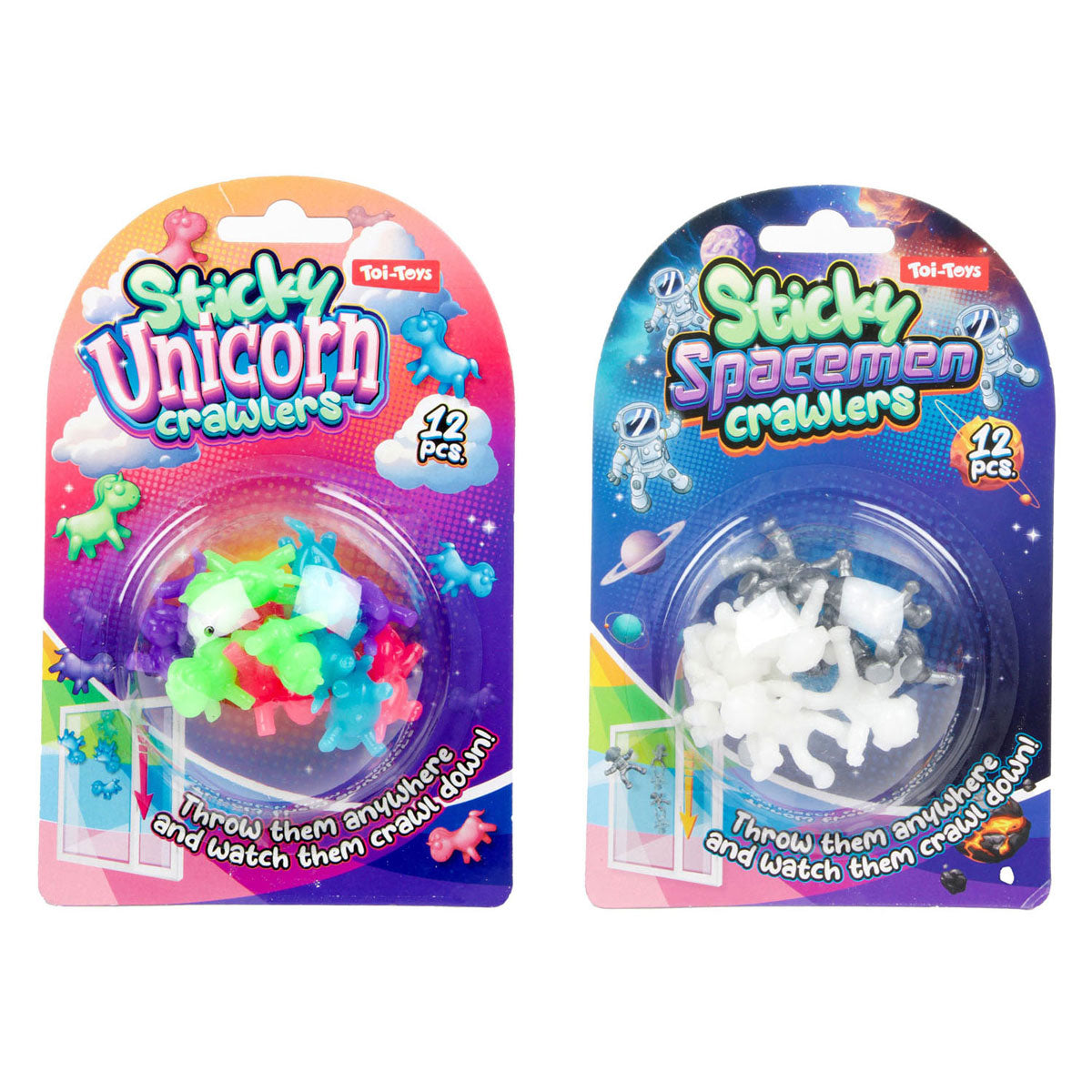 Toi-toys leuke mini raamkruipers eenhoorn van astronaut, 12st.