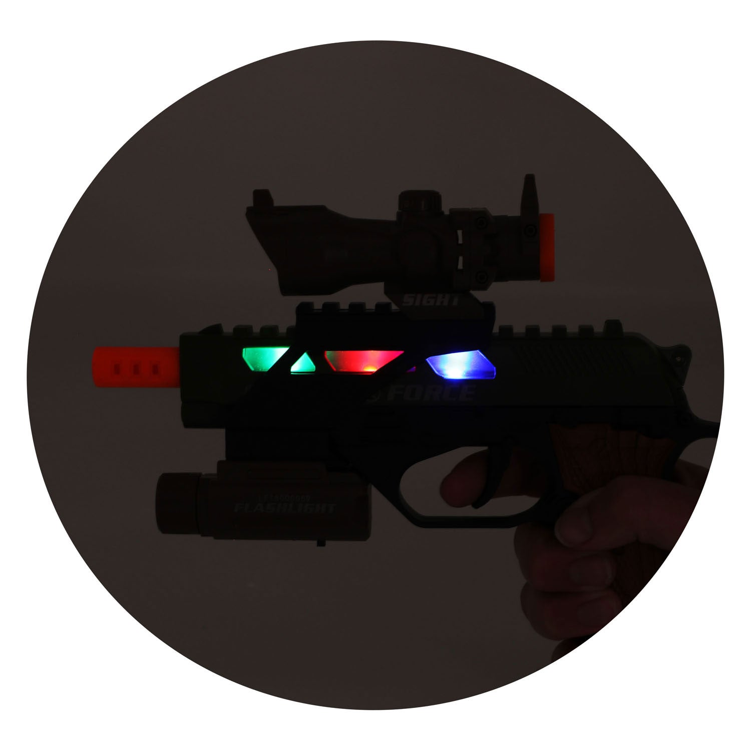 Toi-toys alfafox militair pistool met demper + zaklamp + licht en geluid