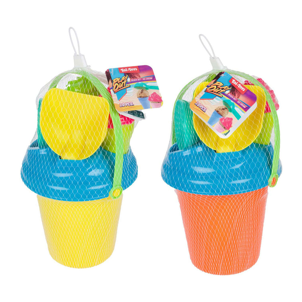 Toi-toys speelstrandset emmer en ijsvormen, 8dlg.