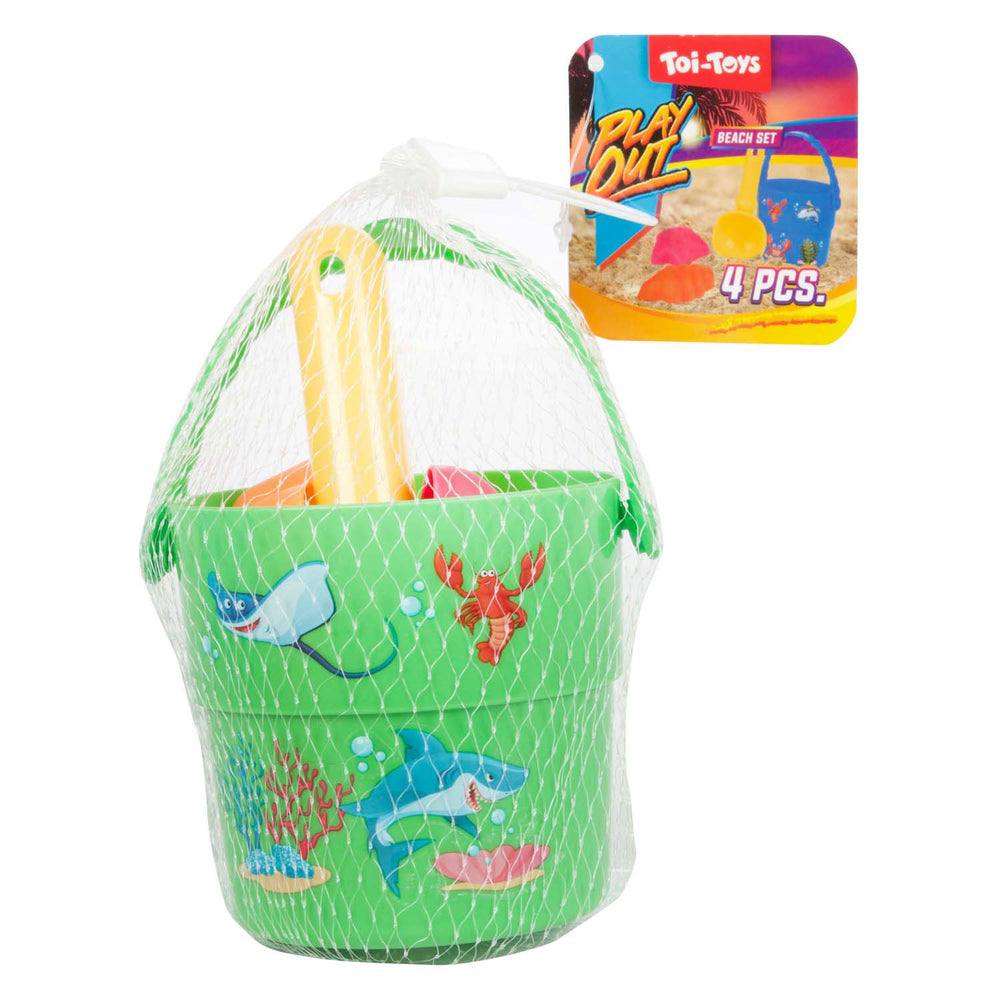 Toi-toys speelmini strandset emmer schepje en vormen, 4dlg.