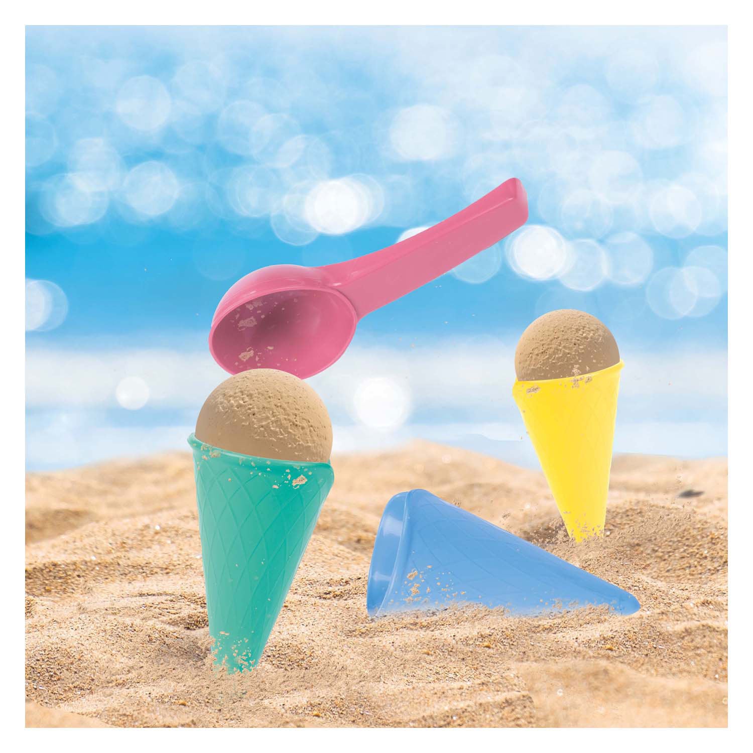 Toi-toys speelstrandset ijsjes met 4 hoorntjes en schep