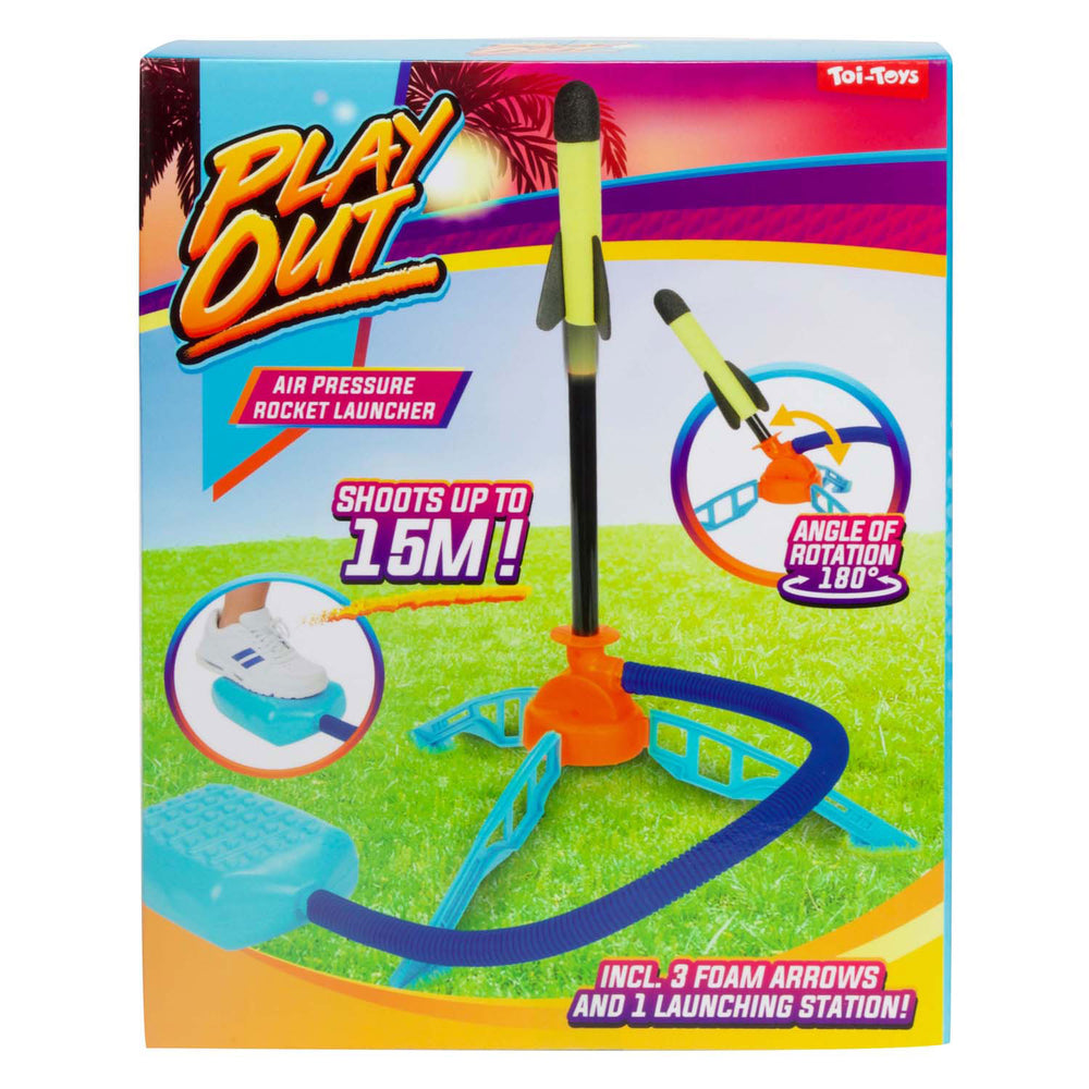 Toi-toys speel luchtdruk raket lanceerbasis met 3 raketten