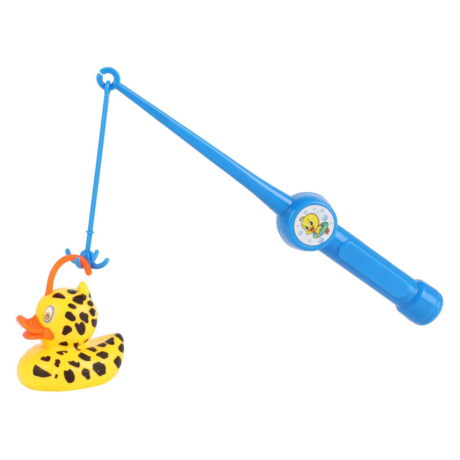Toi-toys speelt visspel vang de eend met hengel en net