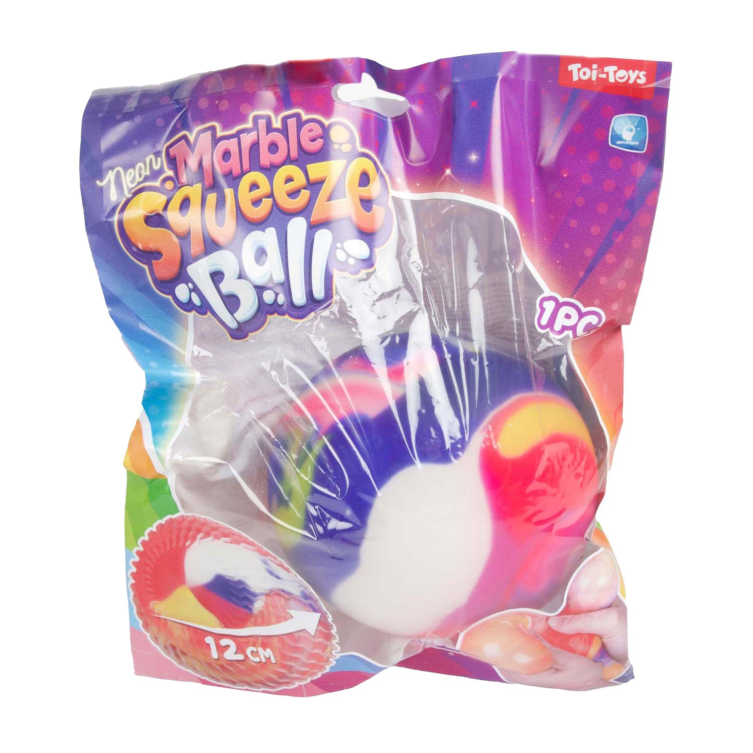 Toi-toys leuke knijpbal neon knikker met schuim, 12cm