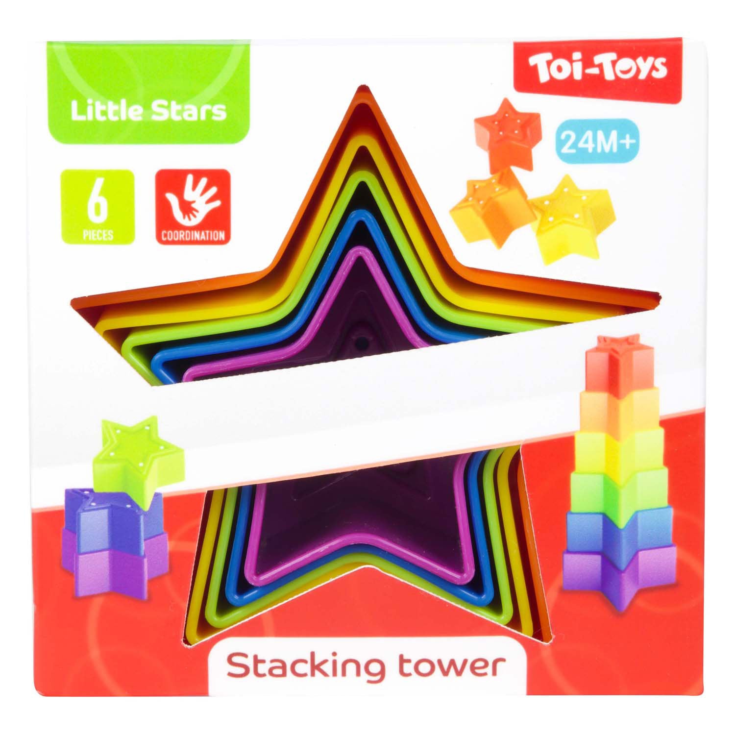 Toi-toys kleine sterren stapeltoren ster 6-delig