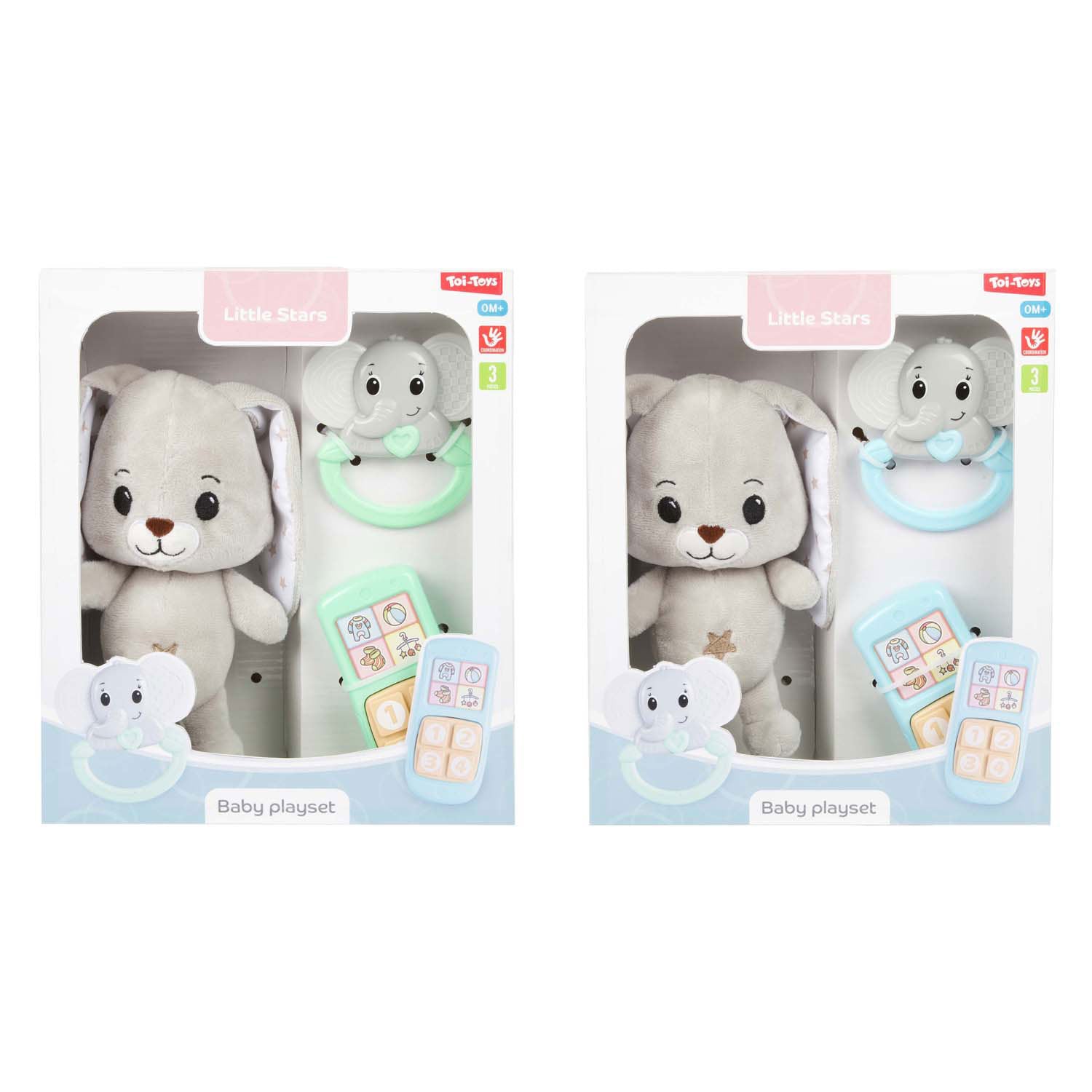 Toi-toys little stars baby knuffel pluche konijn met ramelaar en telefoon, 3dlg.