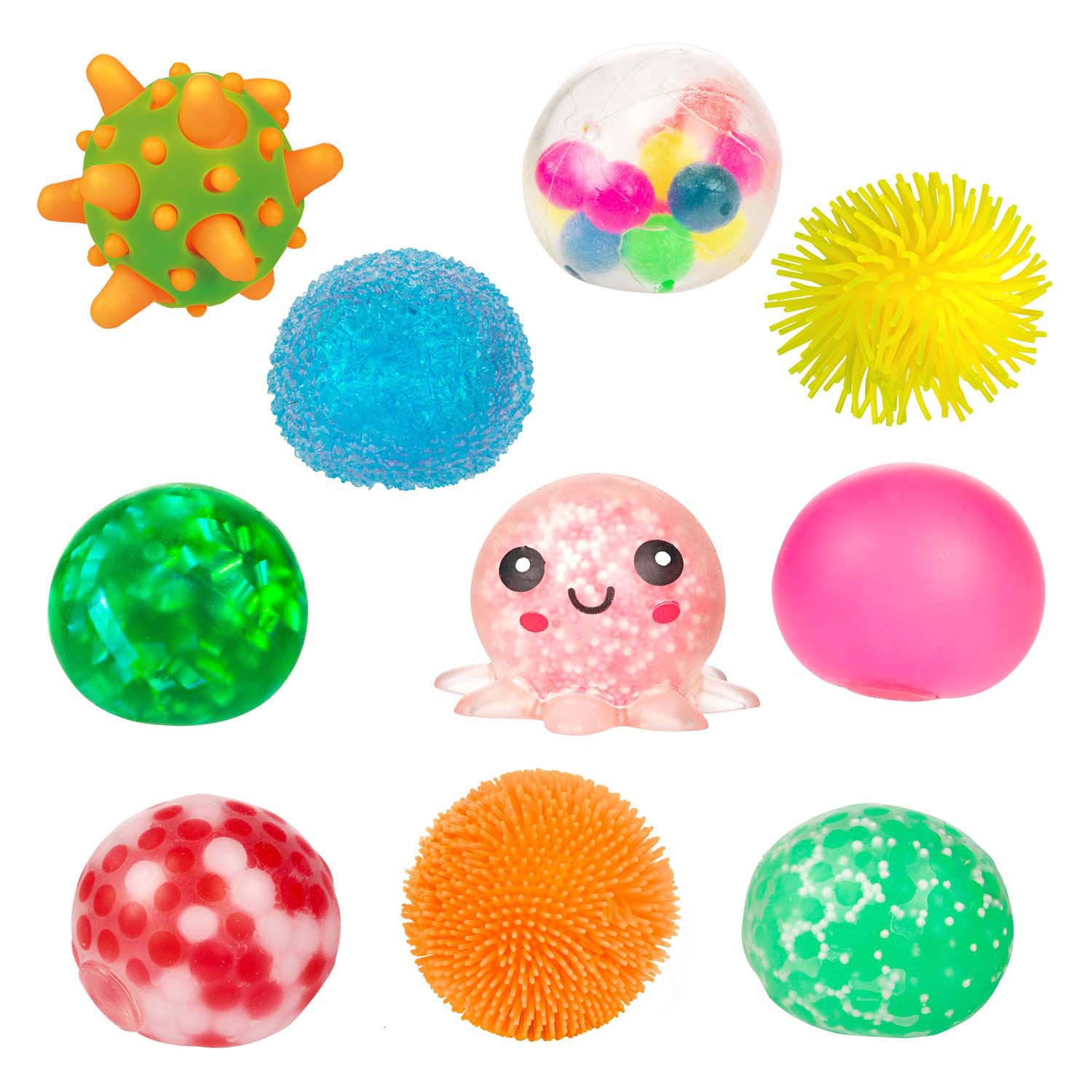 Toi-toys fun piramide cadeaubox met 10 sensorische knijpballen - 5cm - 10 stuks