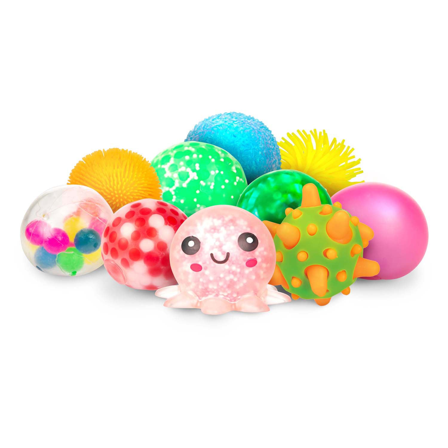 Toi-toys fun piramide cadeaubox met 10 sensorische knijpballen - 5cm - 10 stuks