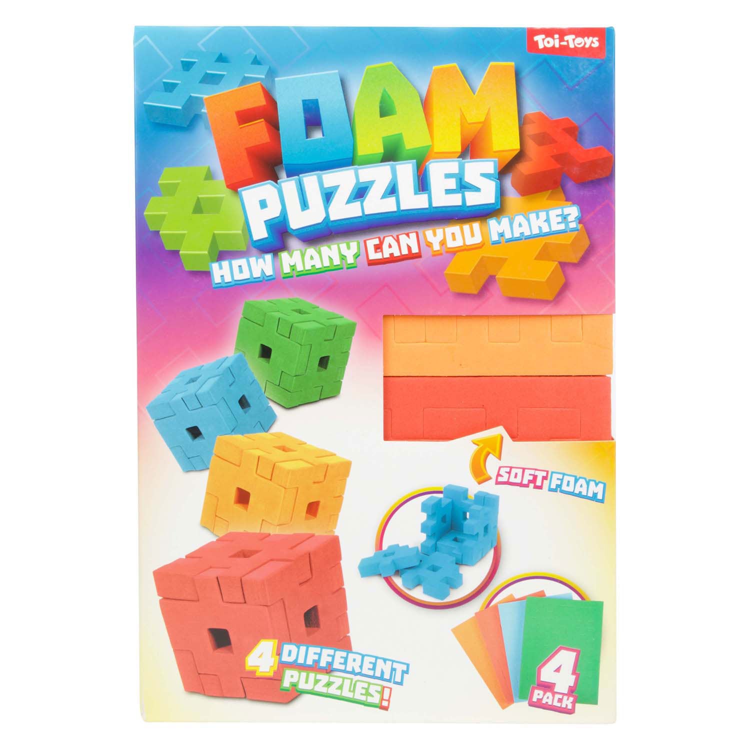 Toi-toys 3d puzzels foam cube, 4st.