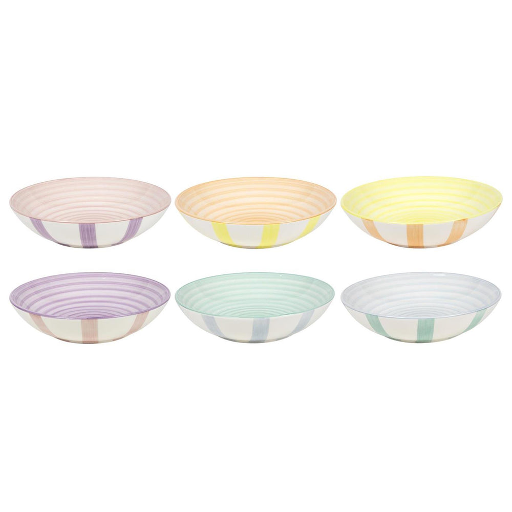 Diepbord 2-tone pastel stripes doos a 6 stuks ã˜21cm