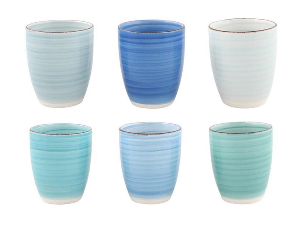 Svenska living koffiemok blue zonder oor doos a 6 stuks 340ml