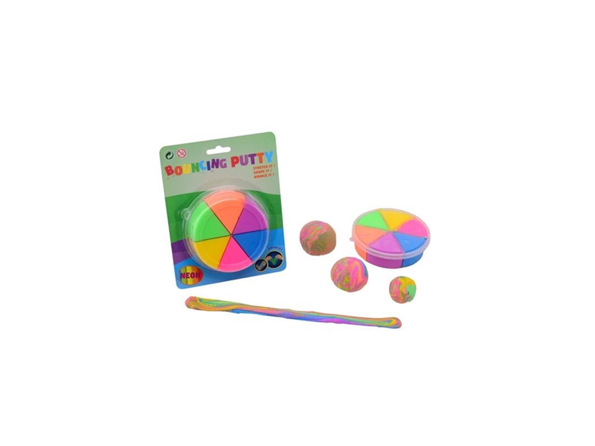 Johntoy stuiterplamuur 6 neon-kleuren