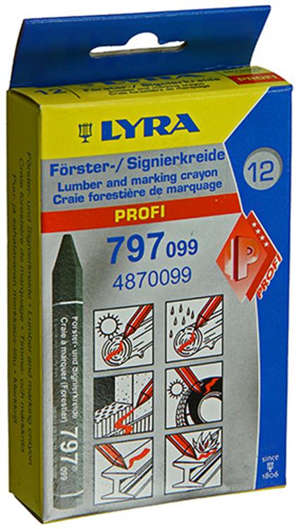 Lyra 1004744 - markeerkrijt 12st ø12x120mm zwart | 4 stuks