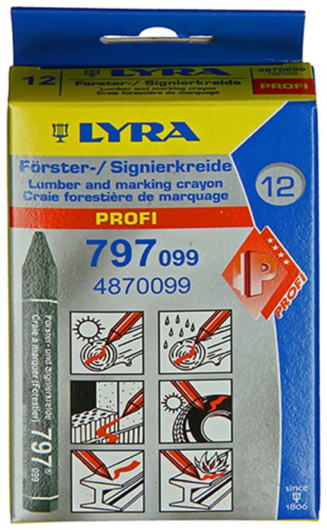 Lyra 1004744 - markeerkrijt 12st ø12x120mm zwart | 4 stuks