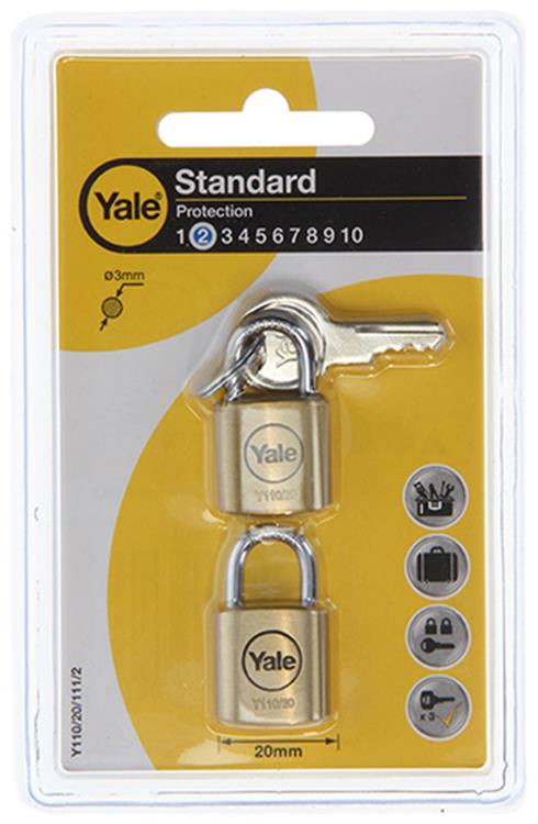 Yale 1059363 - hangslot 20 mm 2 gelijksl | 6 stuks