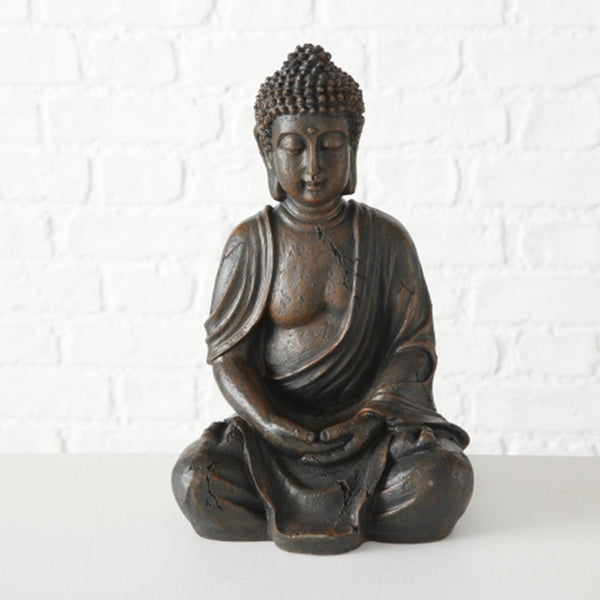 Boltze home boeddha beeld h30cm polyresin bruin