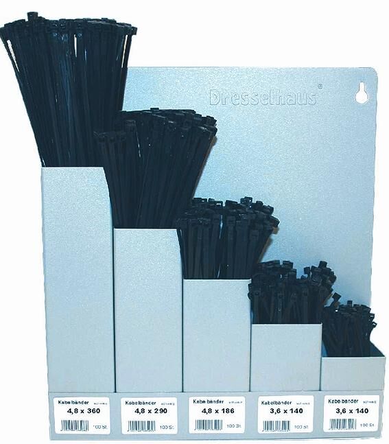 Dresselhaus assortiment kabelbinders cable harness wall shelf black w. metal tongue