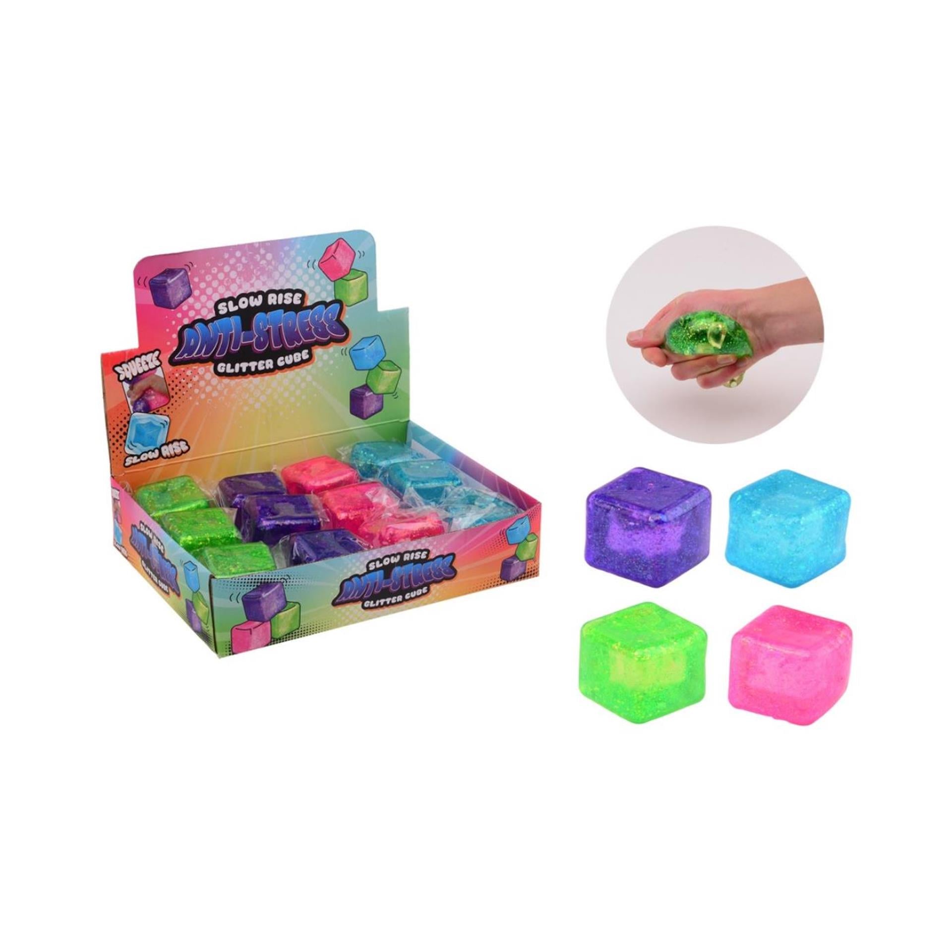 Johntoy slowrise antistress glitterkubus