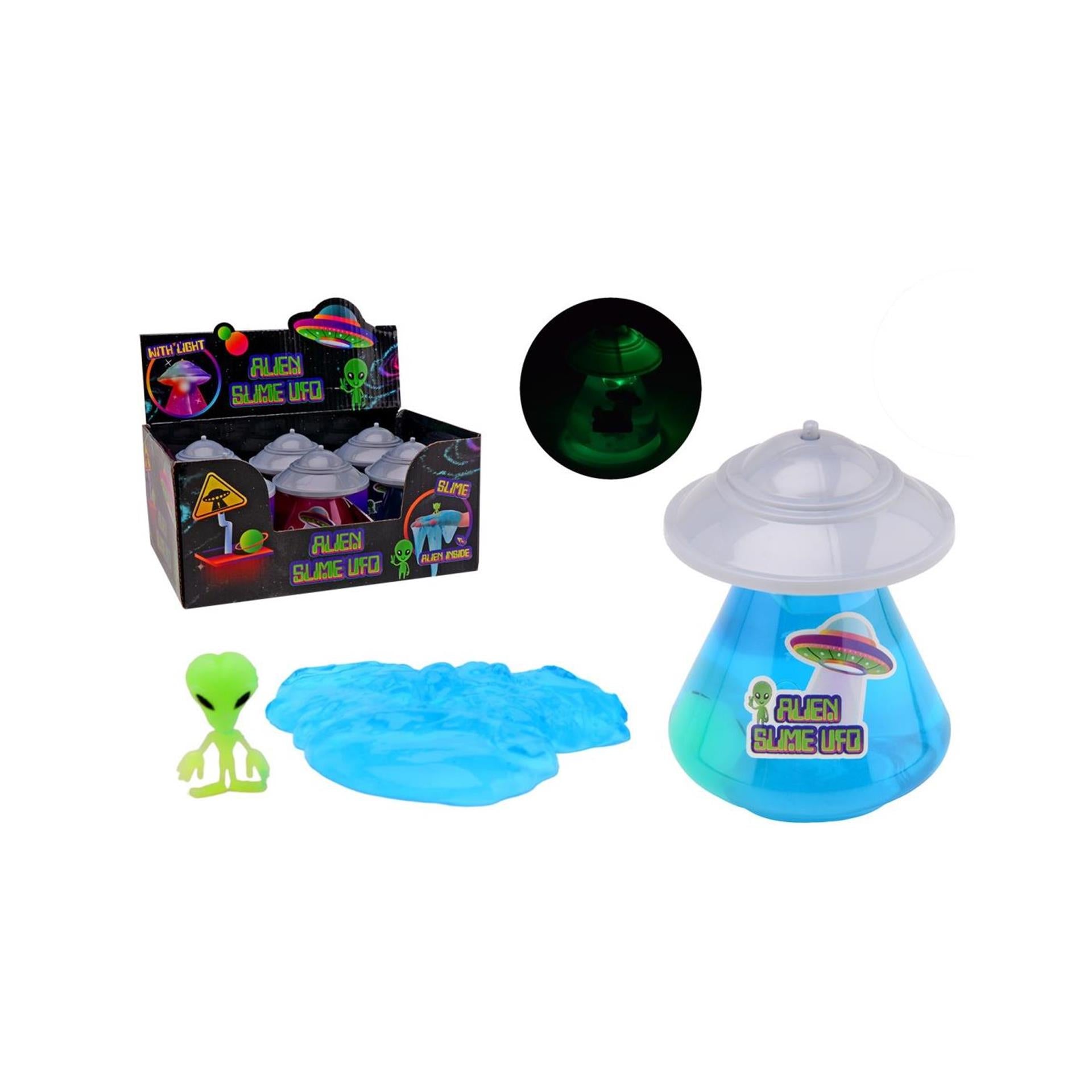 Johntoy ufo slijm met licht en glow in the dark alien