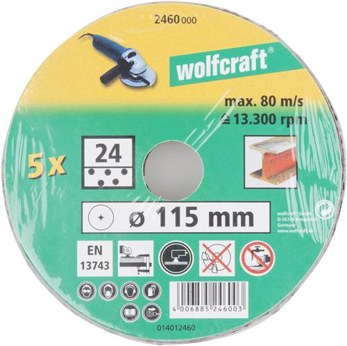 Wolfcraft fiberschuurschijven | k24 | ø115mm | 5 stuks - 2460000