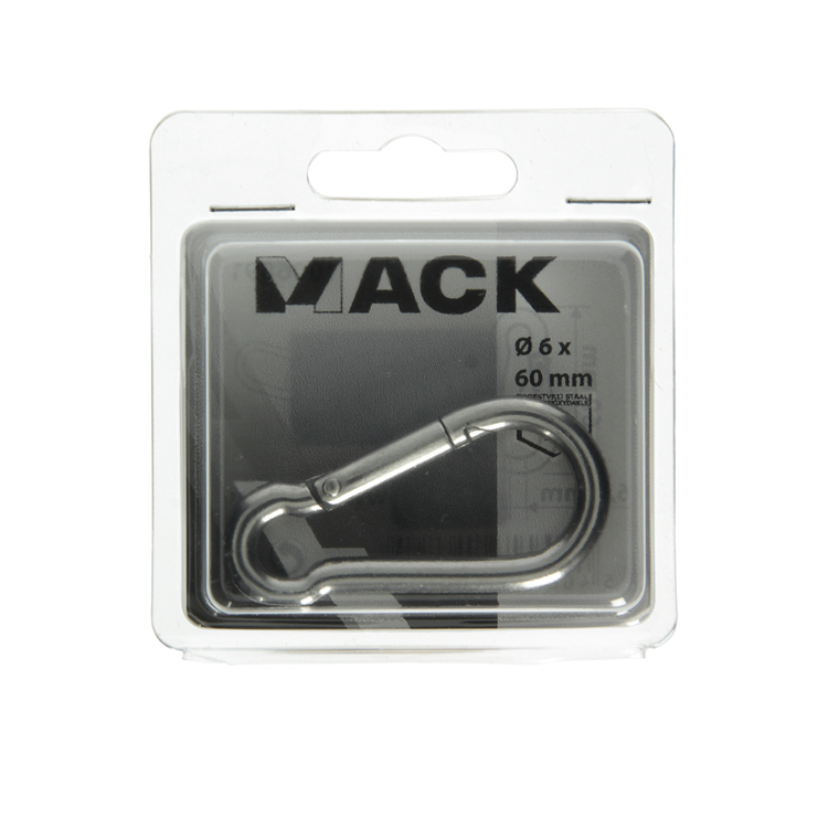 Mack 1006891 - 1 karabijnhaak+veer inox 60x6mm bl | 5 stuks