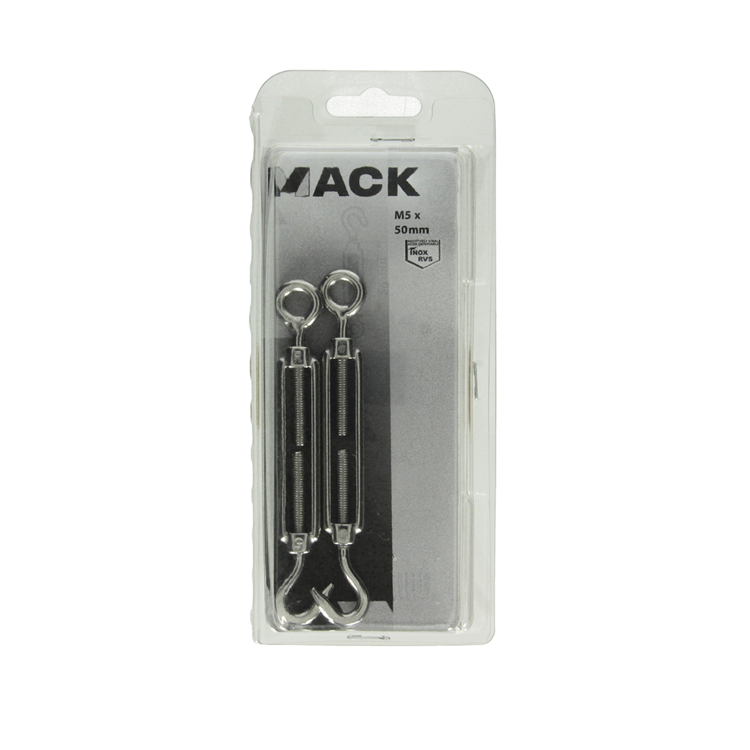 Mack 1006892 - 2 spanners: oog+haak inox5mmx50 bl | 5 stuks