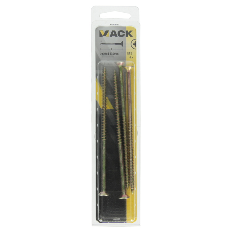 Mack 1006975 - spaanplaatschroef vz kop geelverzinkt 4st 6 x 130mm | 10 stuks