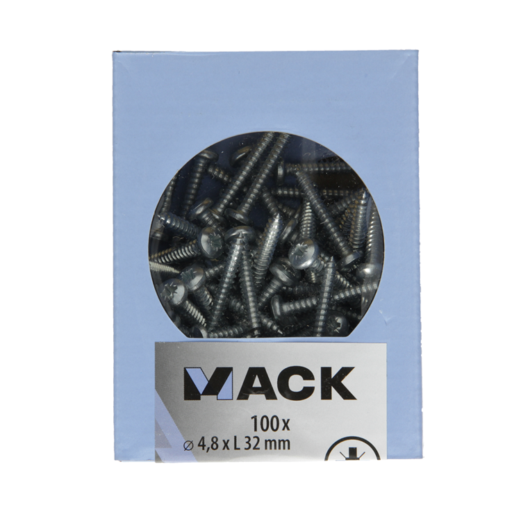 Mack 1007001 - zelftap. schroef cyl. kop 100 100 st 4,8x32mm | 5 stuks