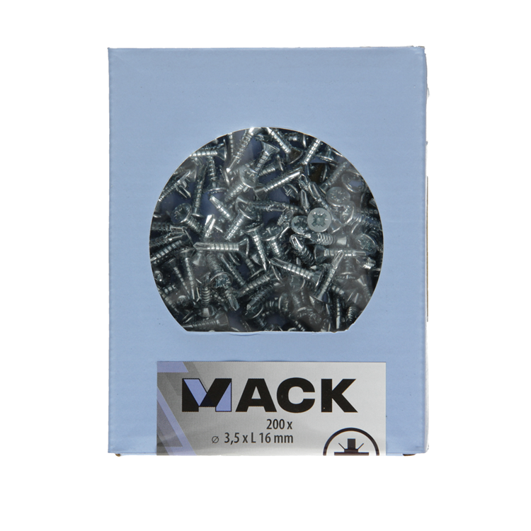 Mack 1007016 - zelfbor. schroef vz kop 200 200 st 3,5x16mm | 10 stuks