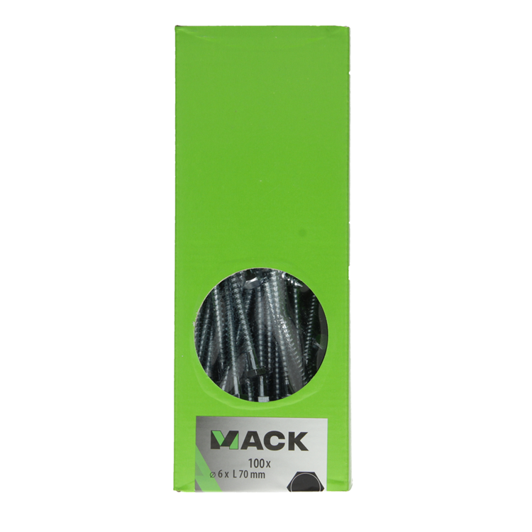 Mack 1007033 - houtdraadbout staal verzinkt 100 st 6 x 70 mm | 2 stuks