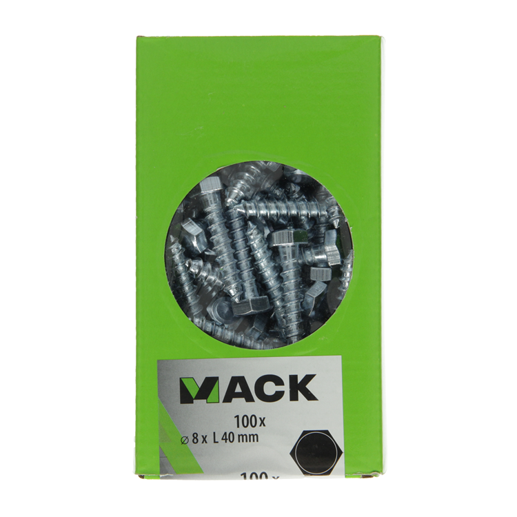 Mack 1007037 - houtdraadbout staal verzinkt 100 st 8 x 40 mm | 5 stuks