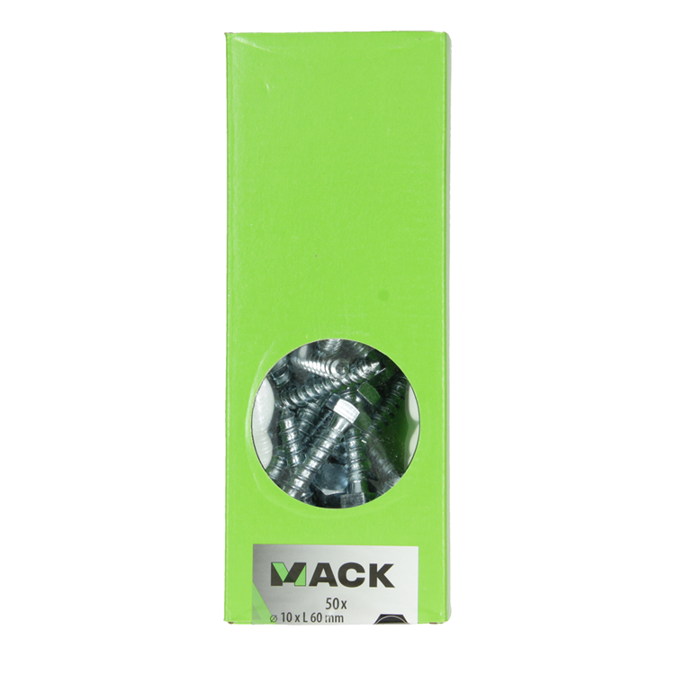 Mack 1007044 - houtdraadbout staal verzinkt 50 st 10 x 60 mm | 2 stuks