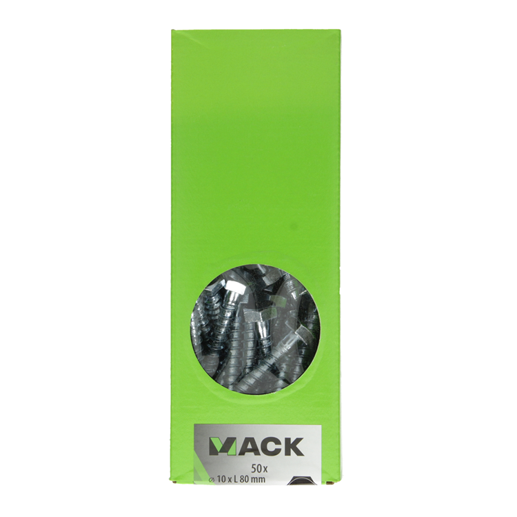 Mack 1007045 - houtdraadbout staal verzinkt 50 st 10 x 80 mm | 2 stuks