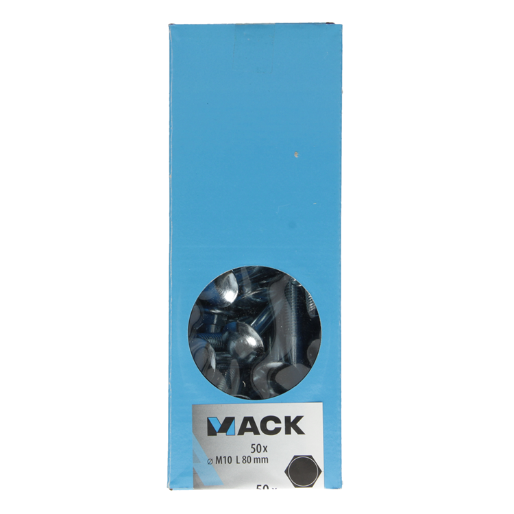 Mack 1007066 - houtbout + moer verzinkt 50 st10 x 80 mm | 1 stuks