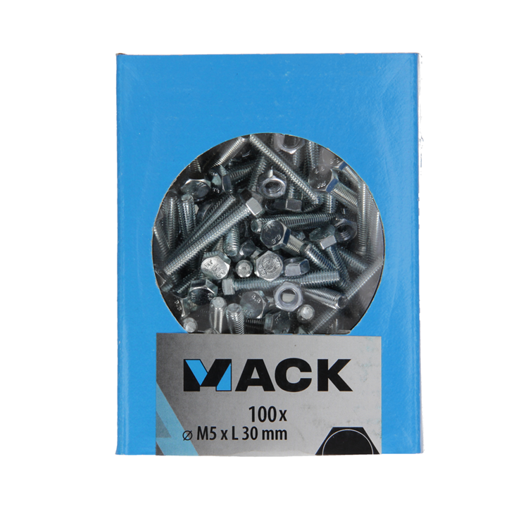 Mack 1007070 - tapbout + moer verzinkt 100 st 5 x 30 mm | 5 stuks
