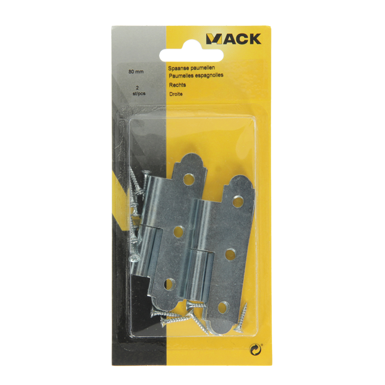Mack 1013258 - 2 spaanse paumellen rechts verzinkt h 80 x b 45mm | 5 stuks