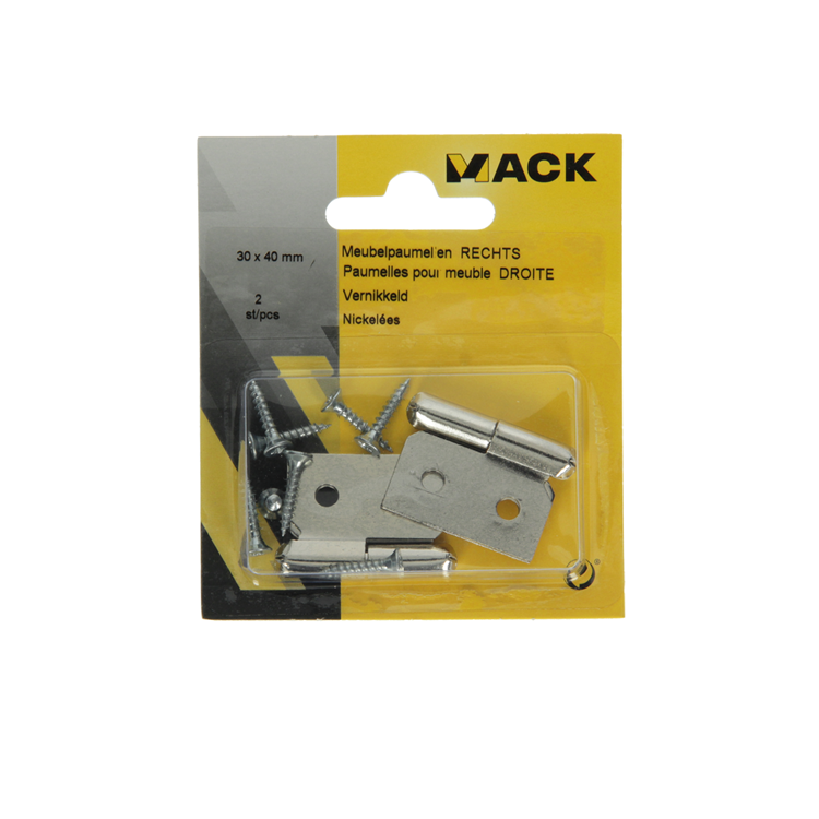 Mack 1013467 - 2 meubelpaumellen rechts vernikkeld h 30 x b 40 mm | 5 stuks