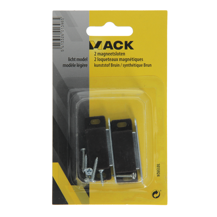 Mack 1015924 - 2 magneetsloten, licht model, kunststof bruin | 10 stuks