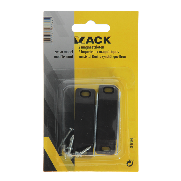Mack 1015925 - 2 magneetsloten, zwaar model, kunststof bruin | 10 stuks