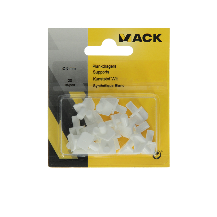Mack 1015837 - 20 plankdragers kunststof wit ø 5 mm | 10 stuks