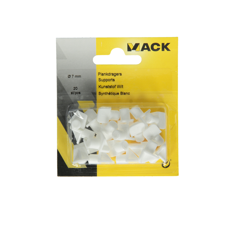 Mack 1015839 - 20 plankdragers kunststof wit ø 7 mm | 10 stuks