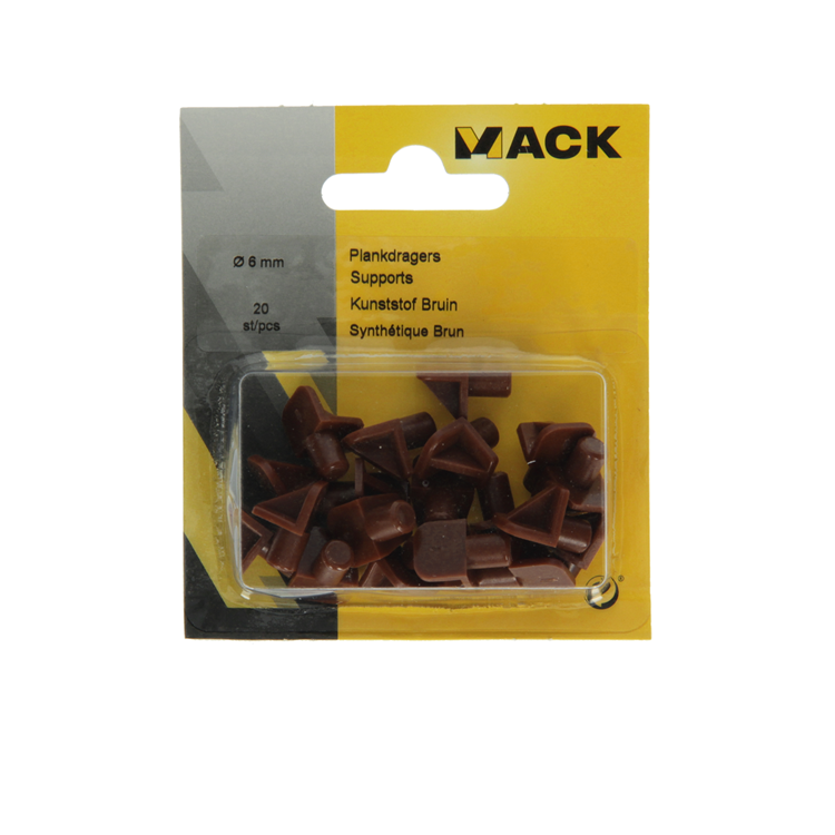 Mack 1015841 - 20 plankdragers kunststof bruin ø 6 mm | 5 stuks