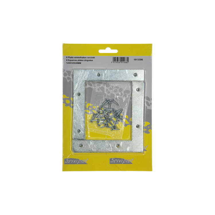 Mack 1013306 - 8 platte winkelhaken verzinkt 125x125x20x2mm | 10 stuks