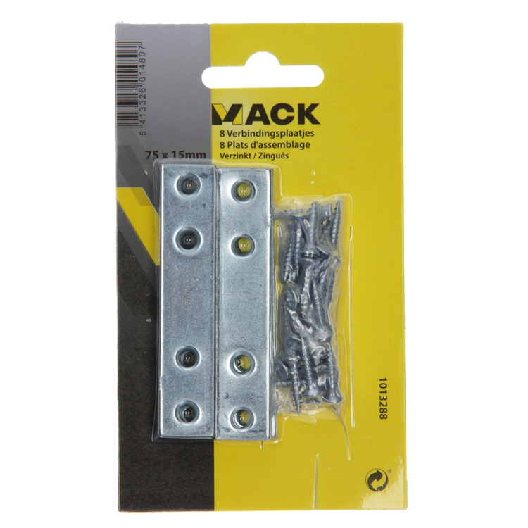 Mack 1013288 - 8 verbindingsplaten verzinkt 75x15mmx2mm | 10 stuks