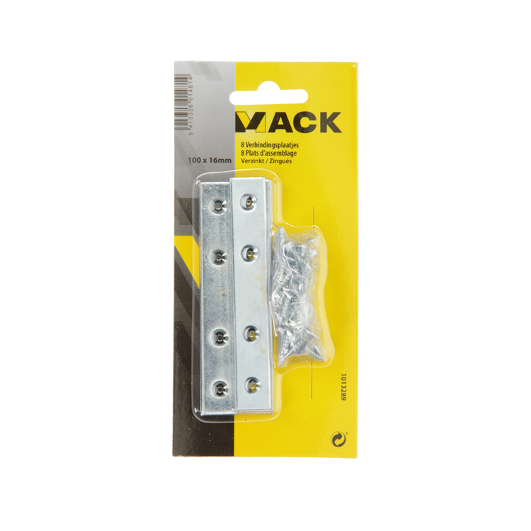 Mack 1013289 - 8 verbindingsplaten verzinkt 100x16mmx2mm | 10 stuks