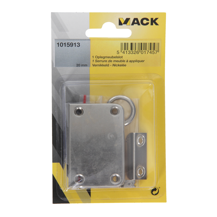 Mack 1015913 - 1 oplegmeubelslot vernikkeld 20mm | 5 stuks