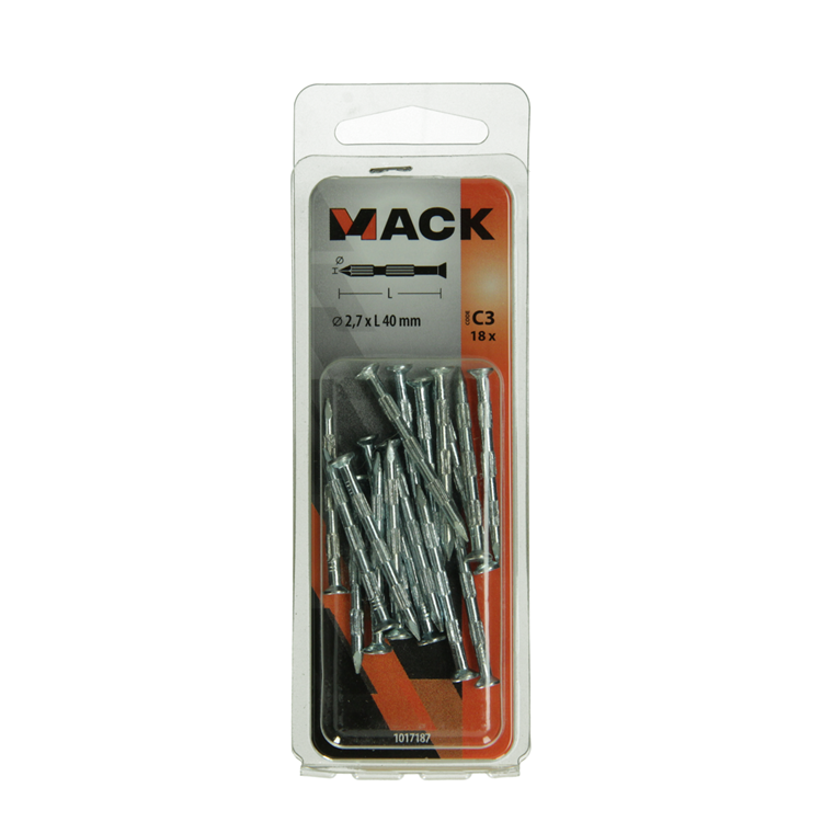Mack 1017187 - stalen ribnagel vk st.gehard + verz.18 st 2,7 x 40 mm | 10 stuks