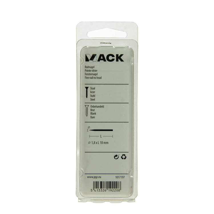 Mack 1017197 - ruitnagel staal onbehandeld 50gr 1,8 x 18 mm | 10 stuks