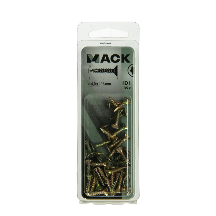Mack 1017292 - spaanplschr.vzkop-zelfb. geelverz. 35 st 4,0 x 16 mm | 10 stuks