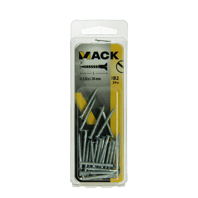 Mack 1017349 - houtschroef verzonken kop verz24 st 3,0 x 30 mm | 10 stuks